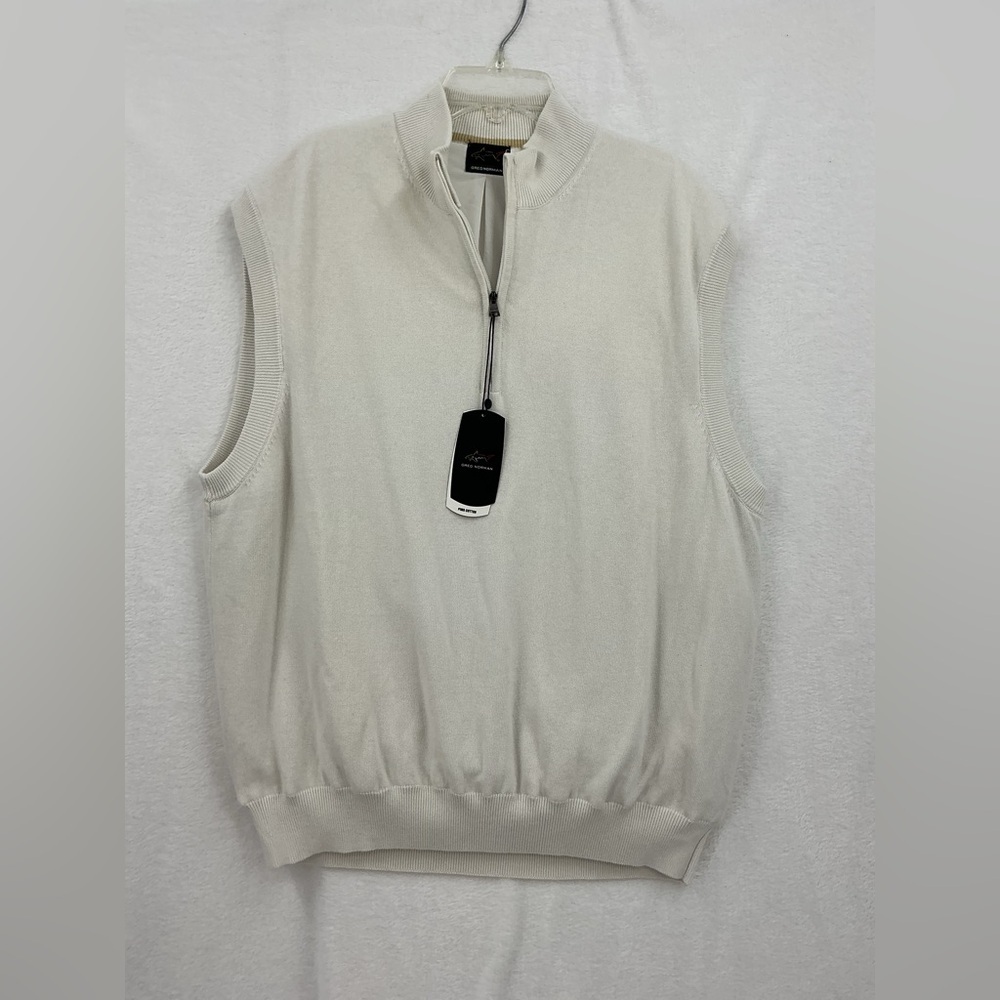NWT Greg Norman Collection Men's Zip Up Cream Sweater Vest 546
